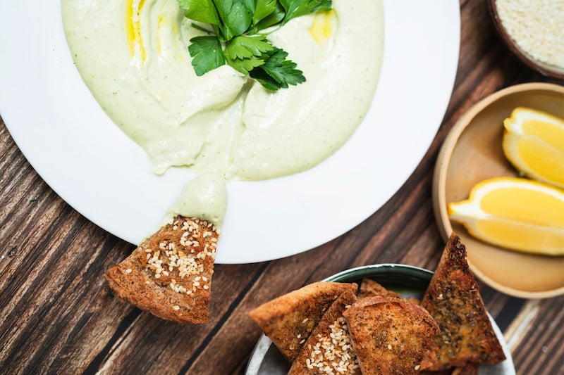 Green tahini dip