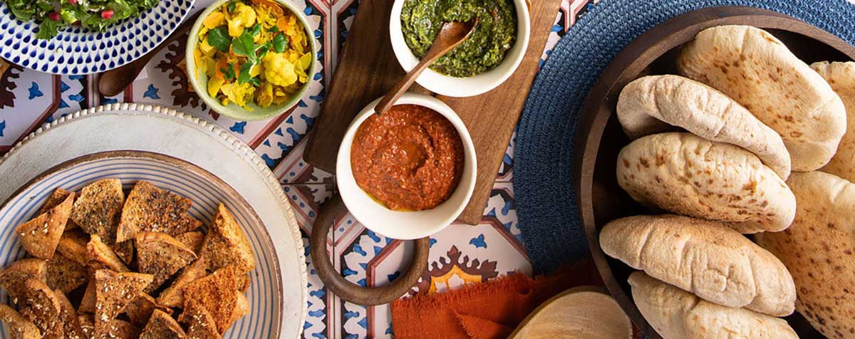 Spring mezze, artisan pittas and dips for sharing