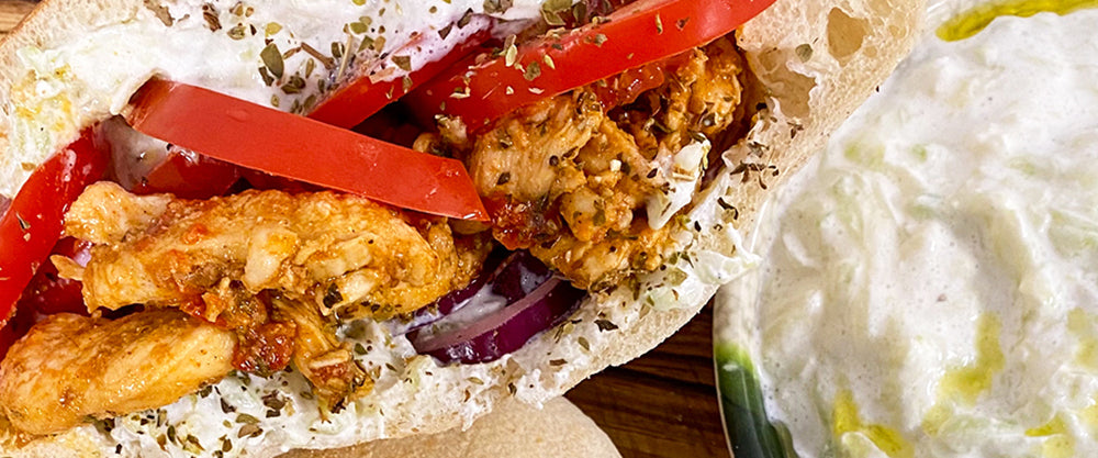 chicken tzatziki in pita bread from Mamoosh