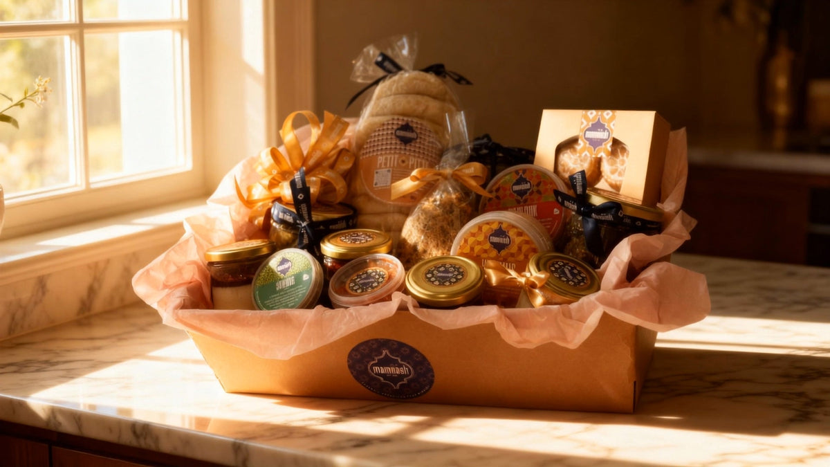 Mamoosh fresh festive Christmas hamper in a sunny kitchen
