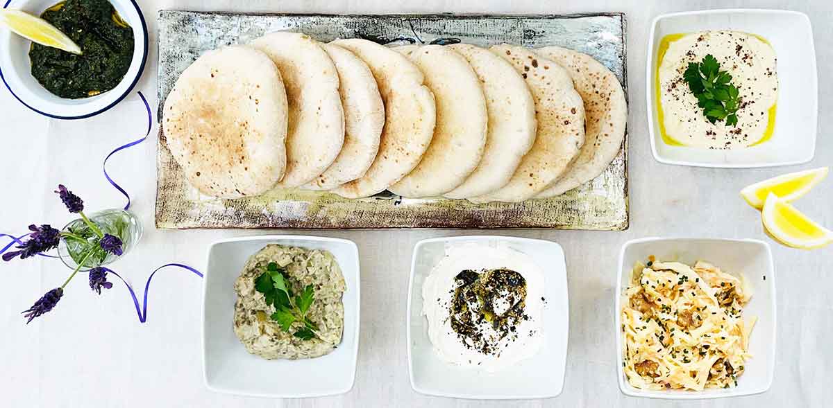 A Mediterranean feast with healthy pitta and yummy dips