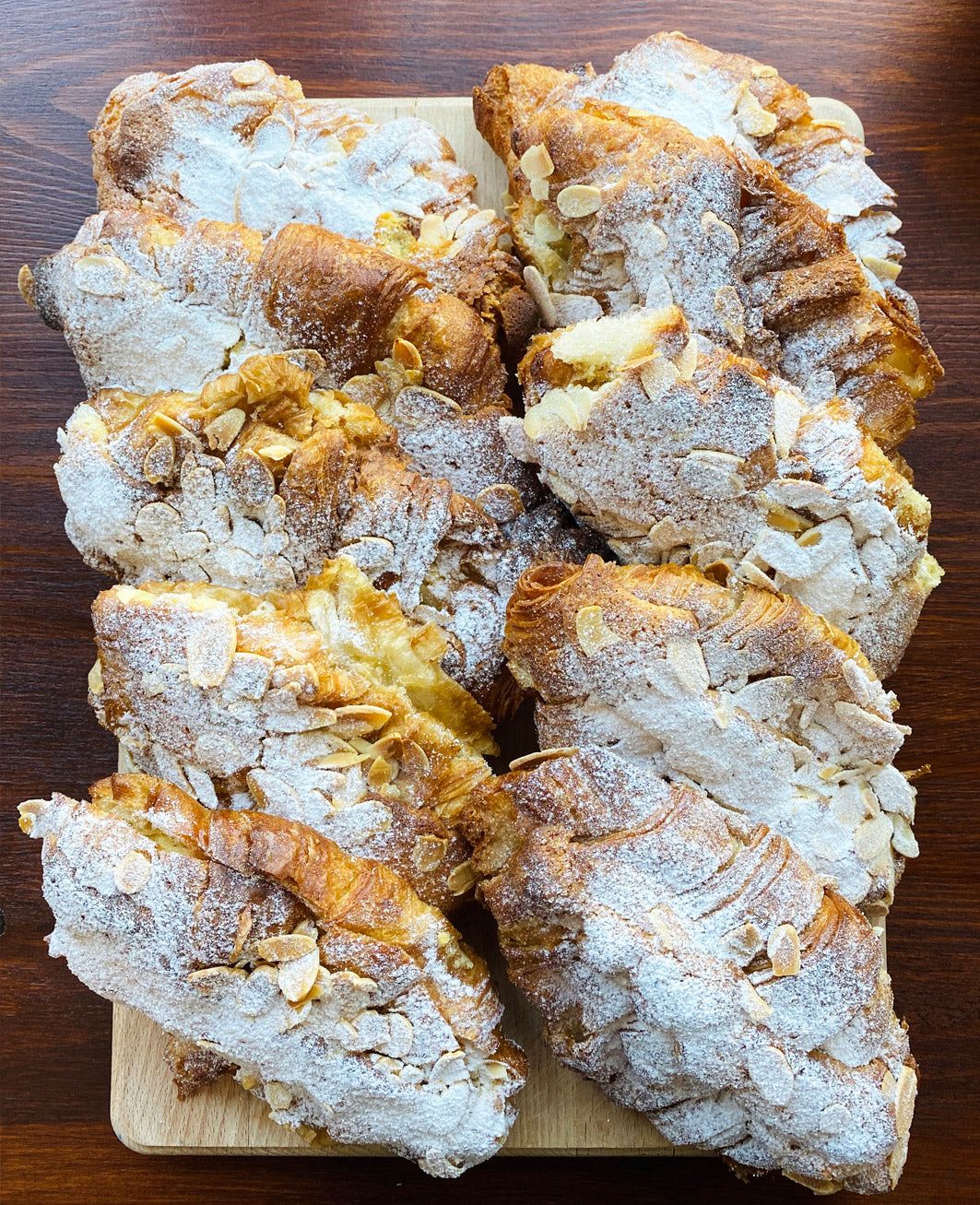 Plate of almond croissants