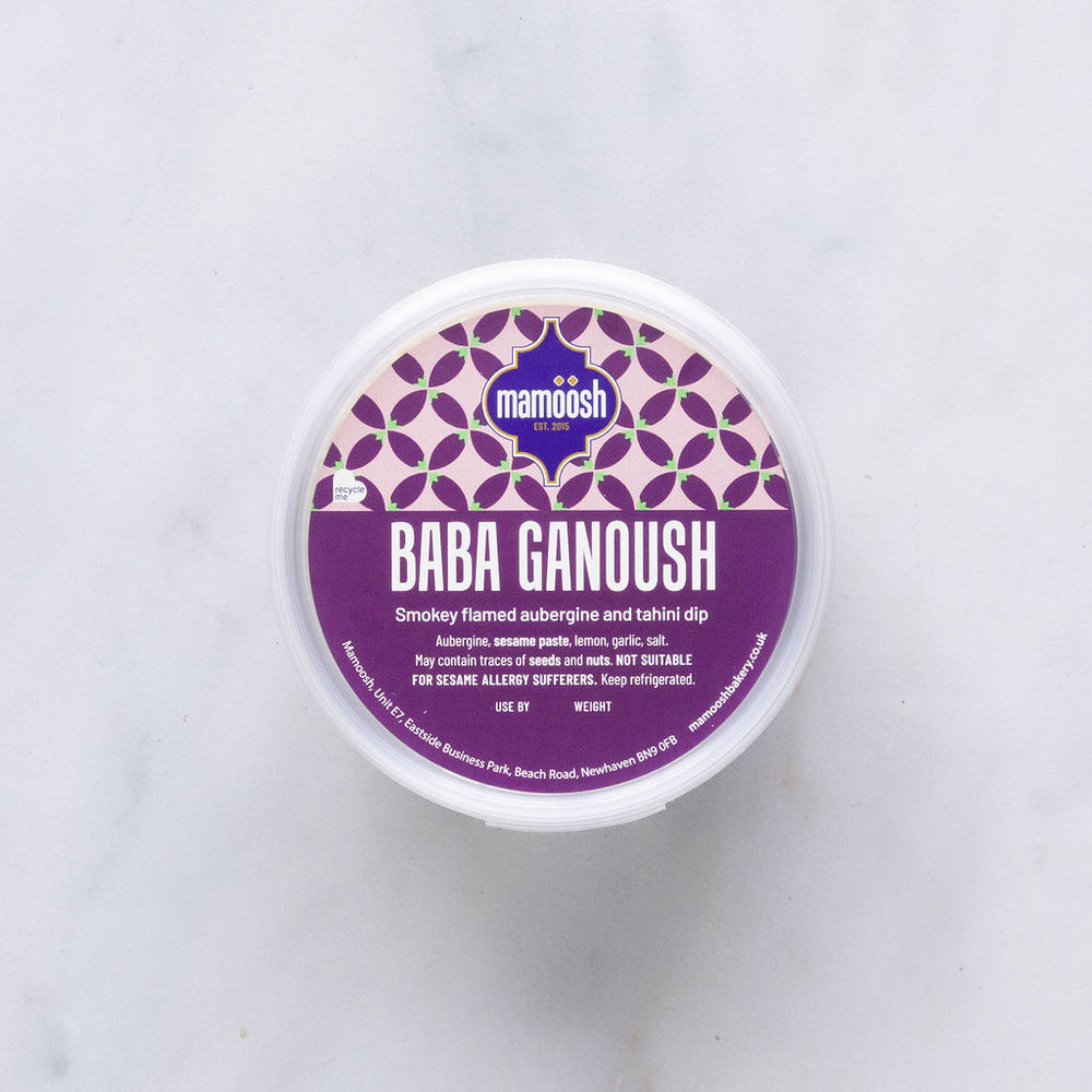 Baba Ganoush dip in mamoosh packaging